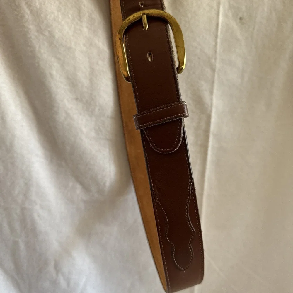 Vintage Belt Dun Dee Sz 38 Leather Brown Classic Western 1 3/8